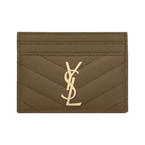 SAINT LAURENT Коровья кожа Держатель для карт Держатель для карт Женский Хаки зеленый