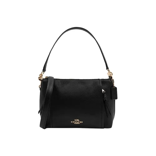 COACH Marlon Песочный Кожа Сумка через плечо Сумка Большая Женская Черная