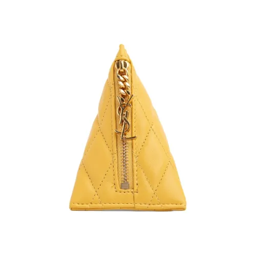 SAINT LAURENT Ромб Узор Кожаный Кошелек для монет Женский Желтый