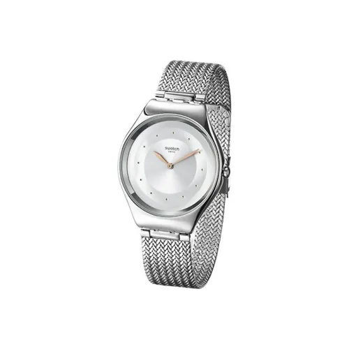 SWATCH Skin Series Кварцевый механизм Женские часы 38 мм Серебристый циферблат Корпус из нержавеющей стали Ремешок из нержавеющей стали