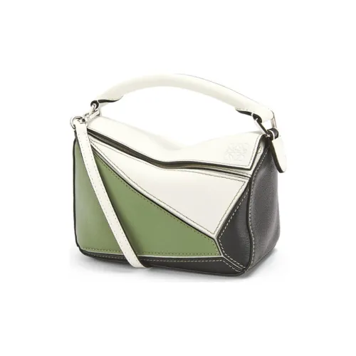 LOEWE Пазл Коровья кожа Портативный Сумка через плечо Сумка через плечо Мини Женская Белая Зеленая
