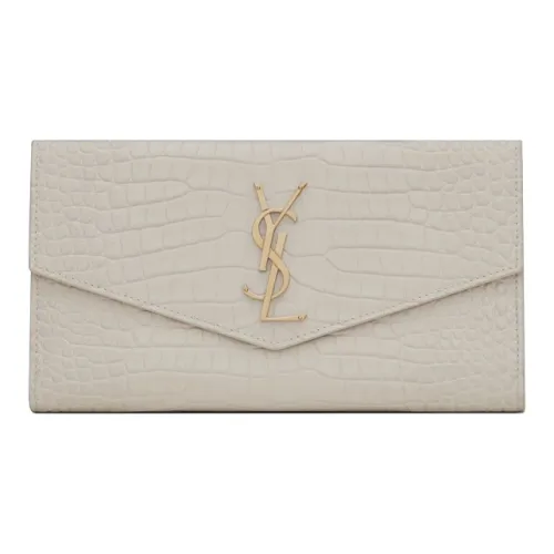 SAINT LAURENT UPTOWN Клатч Кошелек из коровьей кожи большой женский винтажный белый