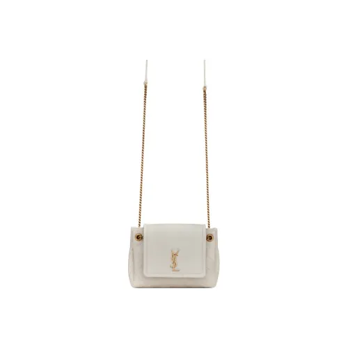 SAINT LAURENT Nolita Ромб Узор Овчина Сумка через плечо Сумка на плечо Мини Женская Белая