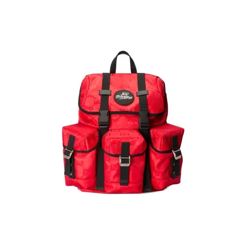 GUCCI 100 Thieves Коллаборация Off The Grid Нейлон с кожаными вставками Рюкзак Стандартный Красный