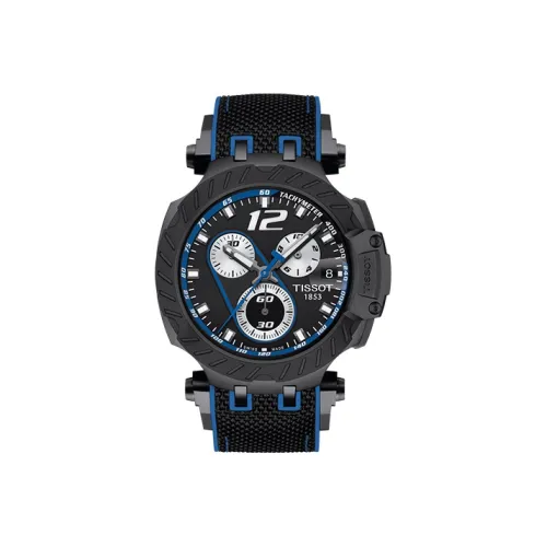 TISSOT Race Collection Кварцевый механизм Мужские часы Циферблат 47,6 мм Черный Резиновый корпус Часы Резиновый ремешок