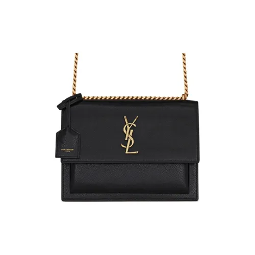 SAINT LAURENT Покрытый Bark Кожа Sunset Сумка Портативная Сумка через плечо Сумка через плечо Женская Черная