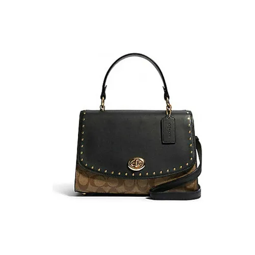 COACH Сумка из кожи с пэчворком сумка через плечо сумка на плечо средний размер женская черная коричневая