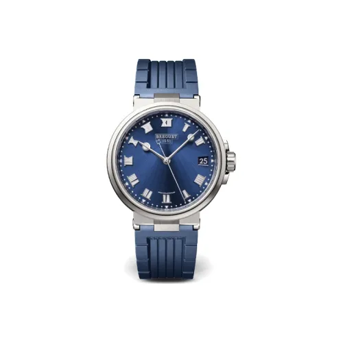 BREGUET MARINE Автоматический Механический Часы Мужские 40 мм Синий Циферблат Титан Корпус Часы Резиновый Ремешок