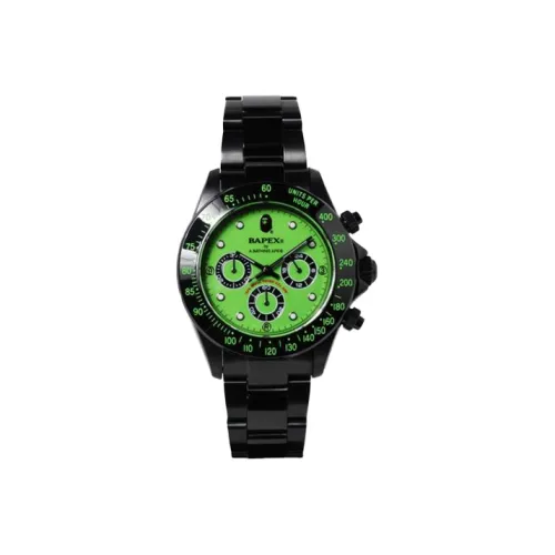 A BATHING APE Bape Watch Коллекция Кварцевый механизм Металлический ремешок Часы Унисекс Зеленый циферблат 1E30 182 040 Черный Зеленый
