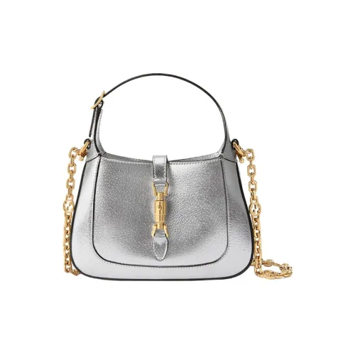 GUCCI Jackie 1961 Кожа Лунный Свет Сумка через плечо Сумка через плечо Мини Женская Серебряная