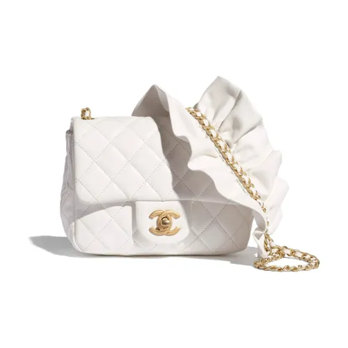 CHANEL Classic Flap CF Овчина Сумка через плечо Сумка на плечо Женская Белая