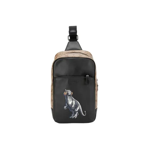 COACH Star Wars Коллаборация Westway Искусственная кожа Сумка через плечо Sling Сумка Маленькая Мужская Черная