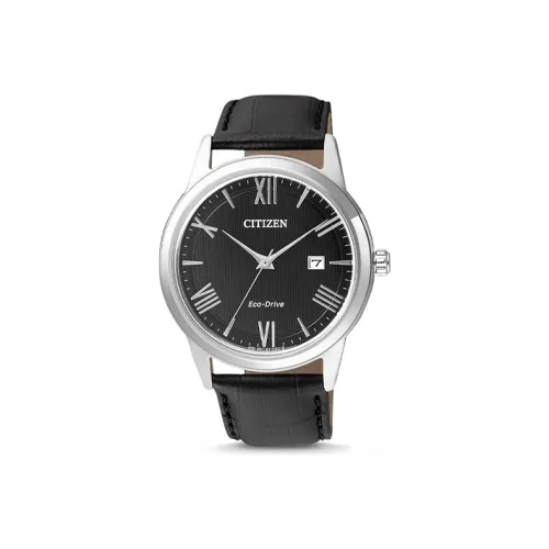 CITIZEN Ecology Drive Collection Кварцевый механизм Естественная кожа Ремешок Часы Мужские Черный циферблат