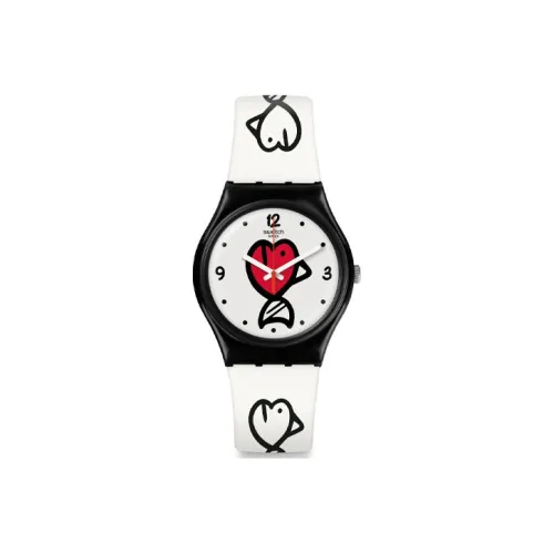 SWATCH Originals Collection Кварцевый механизм Унисекс Часы 34 мм Белый циферблат Пластиковый корпус Часы Силиконовый ремешок
