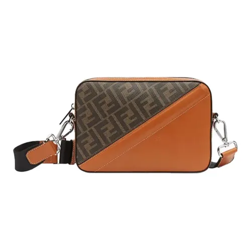 FENDI Покрытый холст с кожаными вставками Camera сумка сумка через плечо стандартная мужская коричневая