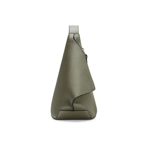 LOEWE Anton Sling Мягкая Рельефная Телячья Кожа Плечевая Сумка Сумка через плечо Мужская Рыжий Коричневый Зеленый