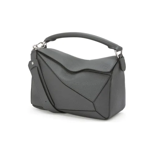 LOEWE Пазл Телячья кожа Геометрический Пазл Сумка Сумка Сумка через плечо Сумка через плечо Обычная Женская Антрацитовый Серый