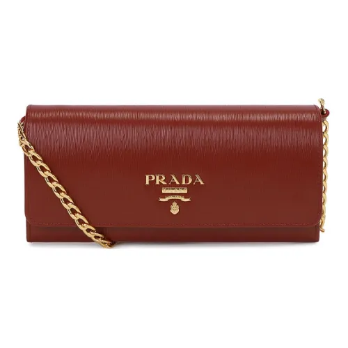 PRADA Сумка через плечо из телячьей кожи женская темно-красного цвета