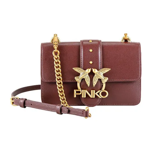 PINKO Сумка через плечо из коровьей кожи женская бордового цвета