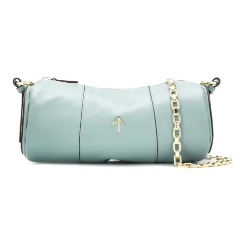 Manu Atelier Цилиндр Кожа Стрелка Сумка на плечо Женская Синяя