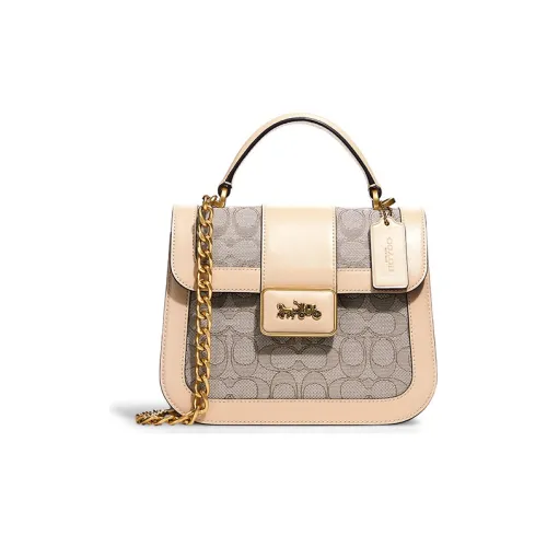 COACH Alie Жаккард Телячья кожа Сумка через плечо Сумка через плечо Маленькая Женская Айвори Белый и Серый Монограмма