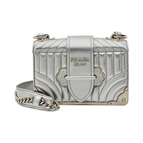 PRADA Cahier Кожа Сумка через плечо Женская Серебряная
