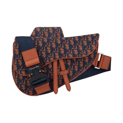DIOR Седло Нейлоновая ткань Седло Сумка Сумка через плечо Сумка через плечо Мужская Морской синий и КАМЕЛ