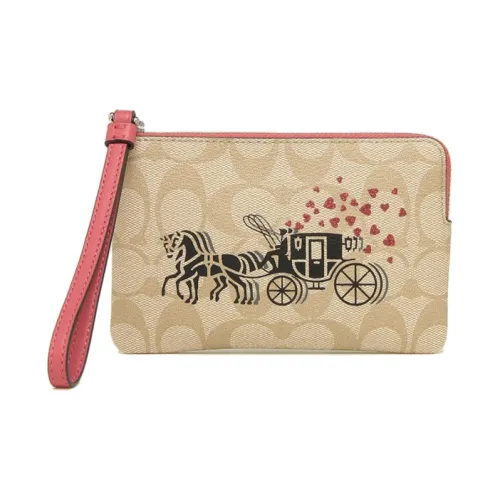 COACH Corner Zip Искусственная кожа Укороченный клатч Монета Кошелек Маленький Женский Светлый хаки