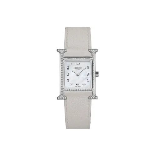 HERMES Heure H Наручные часы Кварцевый механизм Натуральная кожа Ремешок Матиальная перламутровая Циферблат Цвет Женские часы