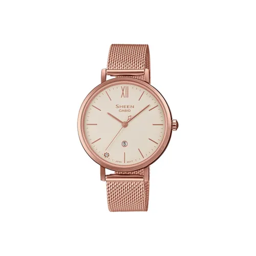 CASIO SHEEN Кварцевый механизм нержавеющая сталь ремешок женские часы жемчужная раковина цвет циферблат