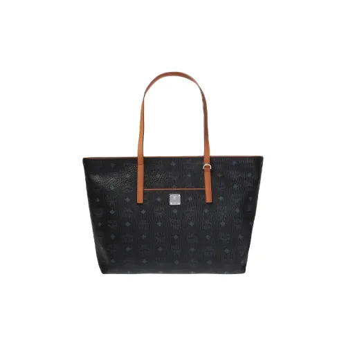 MCM Visetos Кожа Тоут Сумка для покупок Сумка Средний Женские Черный