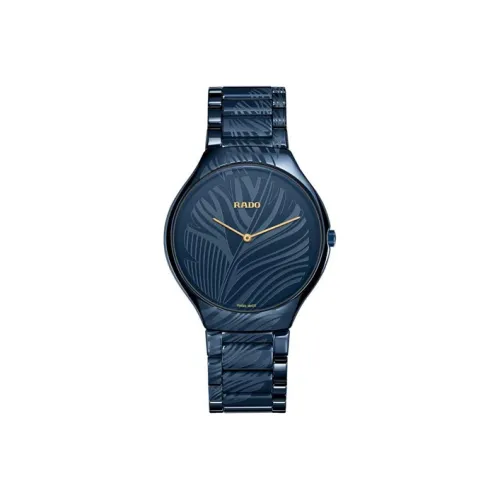 RADO True Thinline Collection Кварцевый механизм Женские часы 39 мм Синий циферблат Керамические корпуса Керамический ремешок