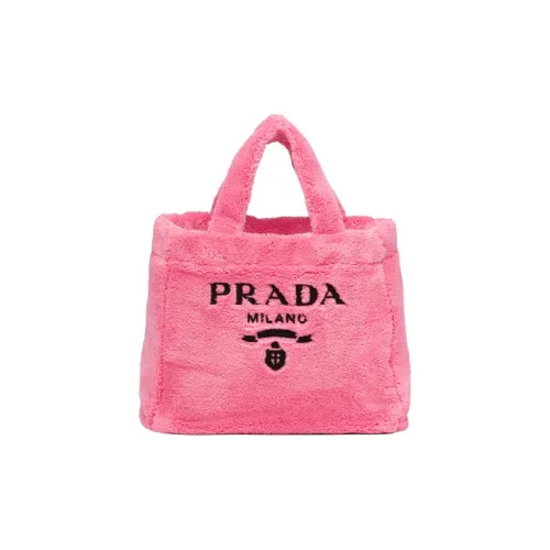 PRADA Плюшевый Тоут Сумка Сумка для покупок Сумка Женская Лепесток Розовый Черный