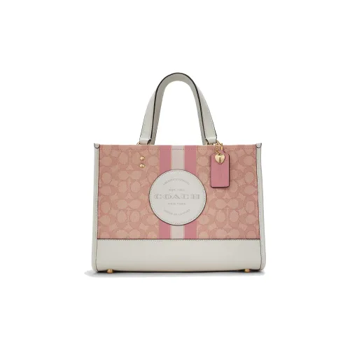 Coach Dempsey Ткань с кожаными вставками Тоут Сумка Сумка для покупок Сумка через плечо Сумка Большая Женская