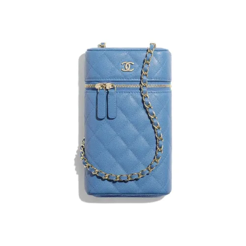 CHANEL Тисненый Телячья кожа And Металл Чехол для мобильного телефона Женские Синий