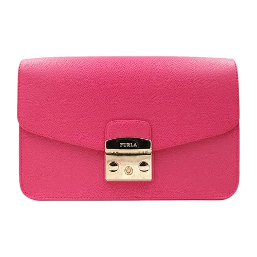 Furla Metropolis Collection Коровья кожа Маленькая квадратная сумка Сумка через плечо Средний Женский Розовый