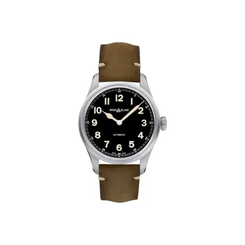 MONTBLANC Автоматический Механический Часы Мужские Часы 40 мм Черный Циферблат Корпус из Нержавеющей Стали Ремешок из Натуральной Кожи