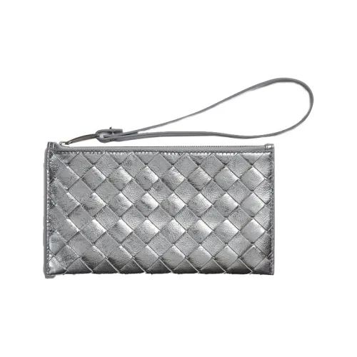 Bottega Veneta Sheepskin Wallet Clutch Mini Women's Silver Боттега Венета Шипкин Кошелек Клатч Мини Женский Серебряный