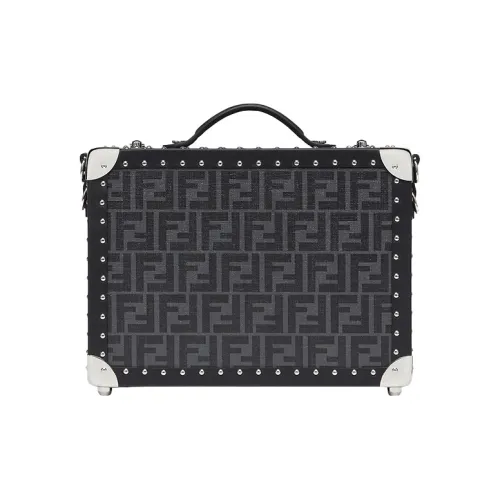 FENDI Телячья кожа Дорожная сумка чемодан твердый кейс маленький мужской черный