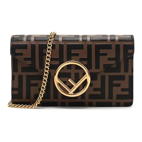 FENDI Kan I Кожа Бананка Сумка через плечо Женская Коричневый Черный