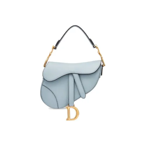 DIOR Седло Grained Телячья кожа Седло Одно плечо Сумка Мини Женские Синий