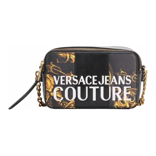 VERSACE JEANS COUTURE Кожа Хранение Сумка Туалетная Сумка Клатч Унисекс Черный Золото Многоцветный