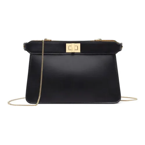 FENDI Кожа Наппа Переносная Сумка через Плечо Женская Черная
