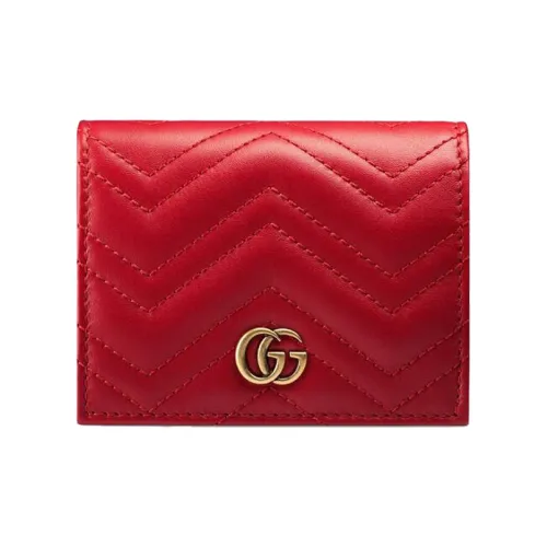 GUCCI GG Marmont Quilted Кожа Держатель для карт кошелек Женские Красный