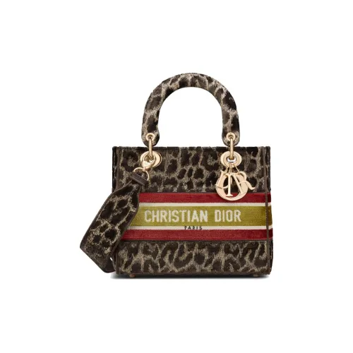 DIOR LADY D Лайт Вышивка Сумка Lady Dior Одно плечо Ручная сумка Сумка через плечо Стандартная Женская Коричневый