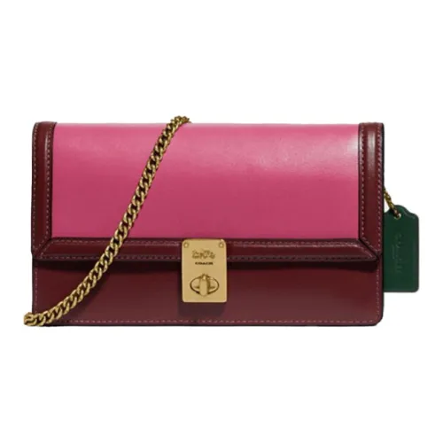 COACH Hutton Кожа Сумка через плечо Женская Красно-розовая Многоцветная