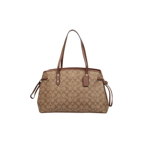 COACH Сумка через плечо с шнурком холст и кожа большая женская хаки