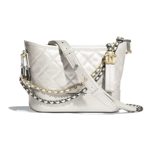 CHANEL Gabrielle Lambskin и Calfskin Сумка через плечо Сумка через плечо Маленькая Женская Серый Белый