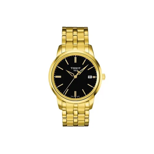 Tissot Classic Collection Кварцевый механизм Мужские часы 38 мм Черный циферблат Корпус из нержавеющей стали