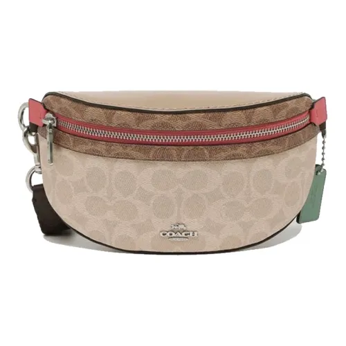 COACH Bethany Искусственная кожа Сумка через плечо Бананка Маленький Женская Белый Хаки Многоцветный